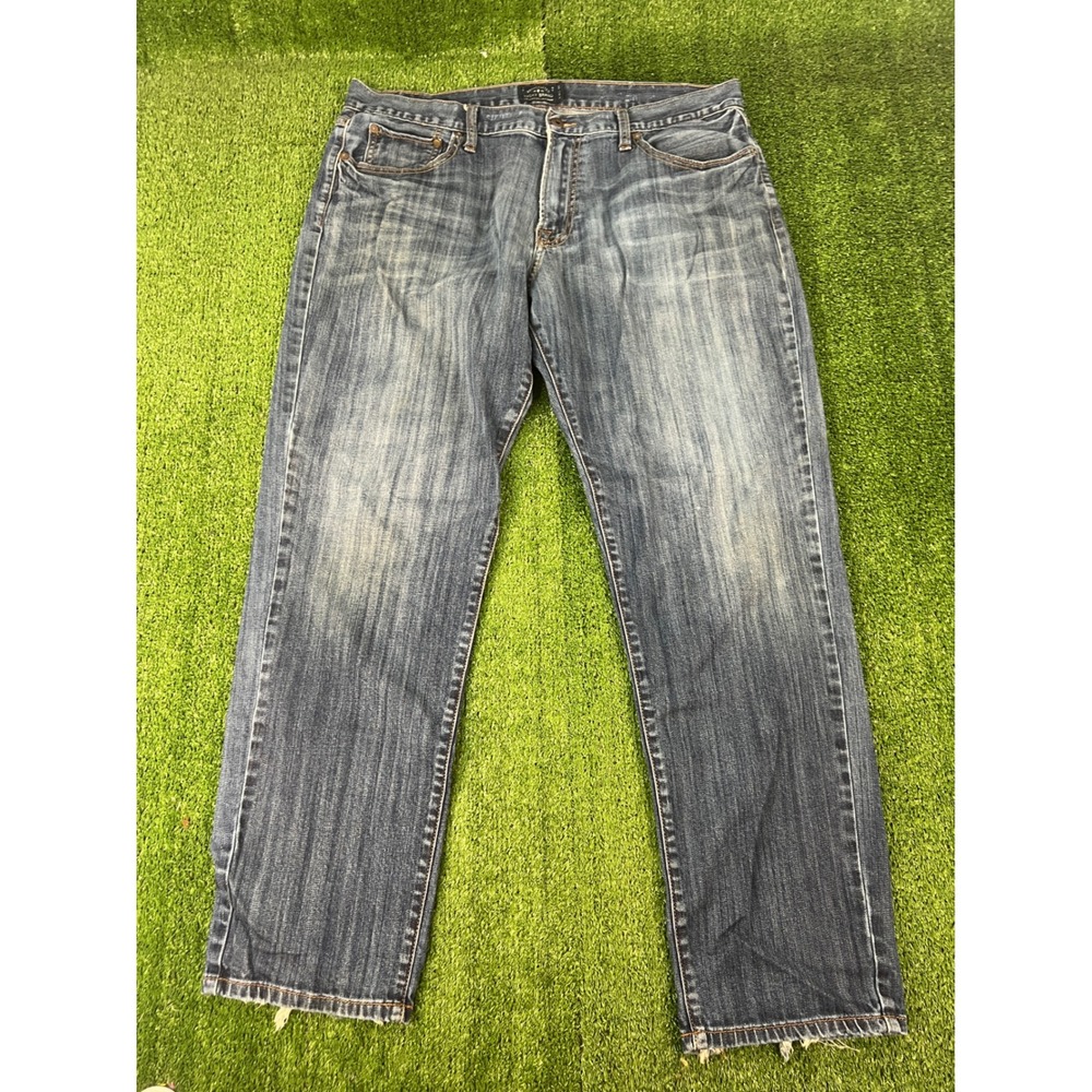 Lucky Brand 221 Original Straight Jeans Mens 38x32 Blue Distressed Denim Pants